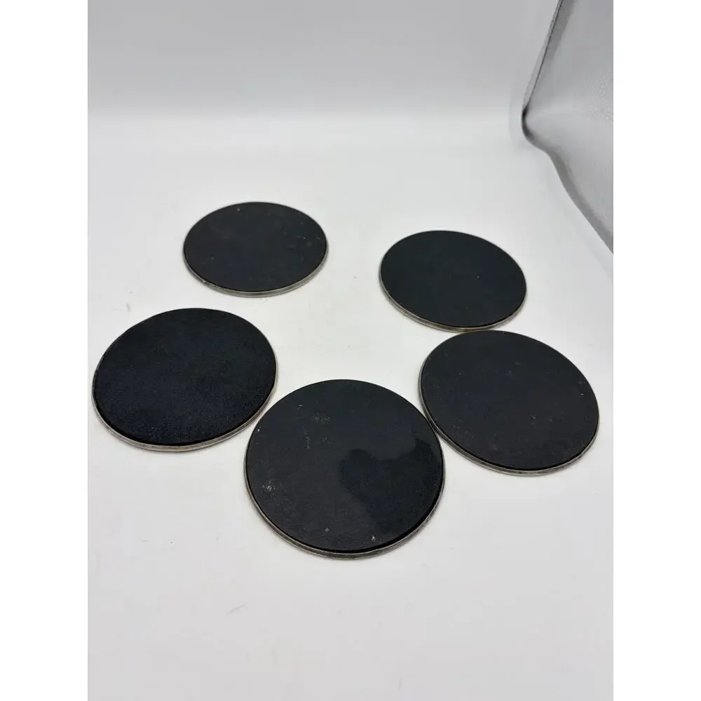 Vintage Set Of 5 Silver Plated Coasters